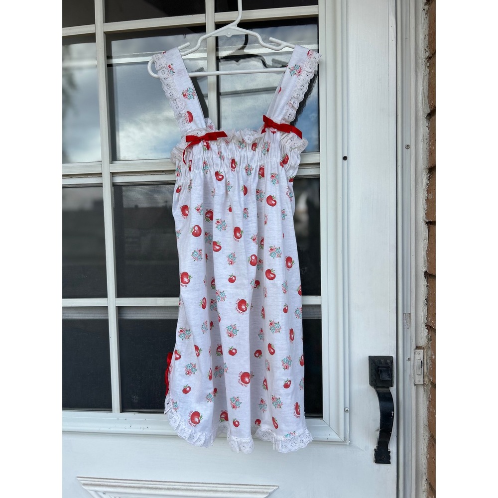 Hot Tomato Vintage Tomato Floral Lace Trim Smocked Nightgown Small Coquette